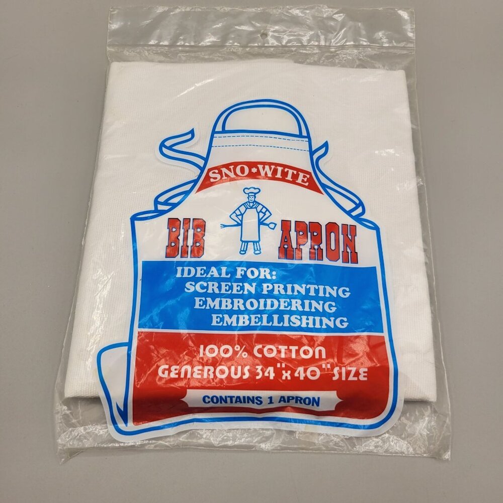Sno-Wite Bib Apron Blank Embroider Screen Print Embellish 100% Cotton 34 x 40